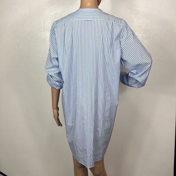 Pure DKNY Striped White And Blue Hi-Low Hem Button Up Tunic Top Size M - Picture 4 of 9